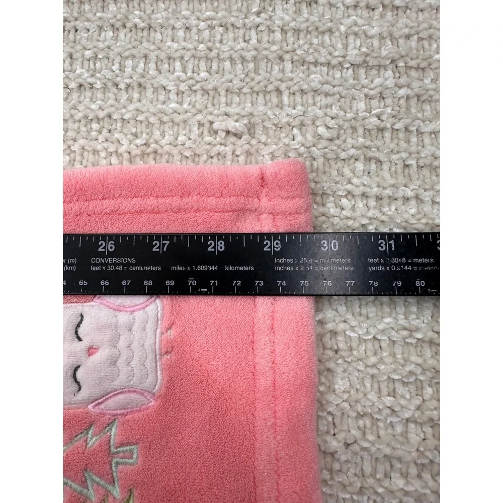 Cloud Island Baby Blanket Owl Pine Trees Coral Pink Plush Fleece Lovey 30x30 Toy